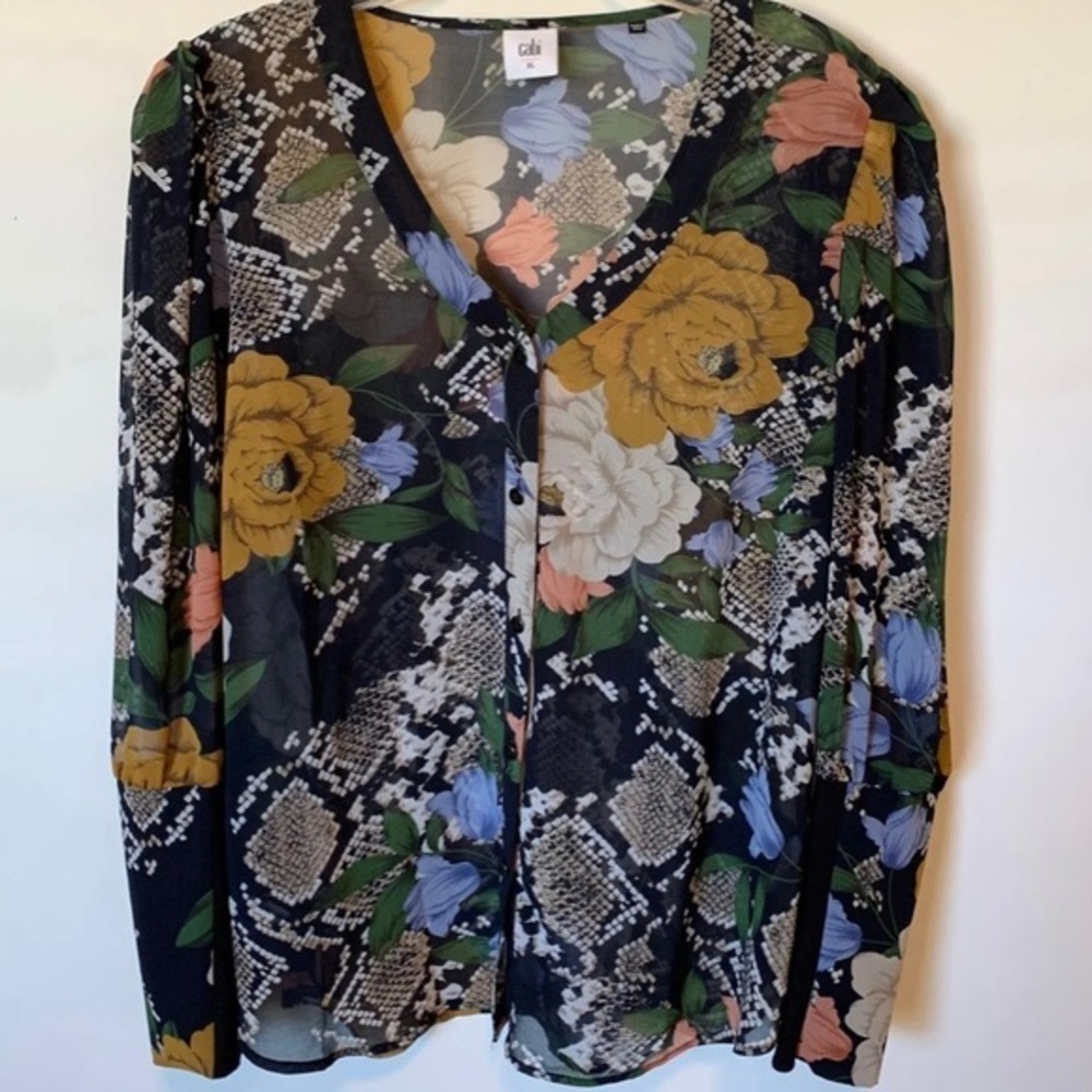 Cabi Snake Charmer Long Sleeves Blouse Medium EUC